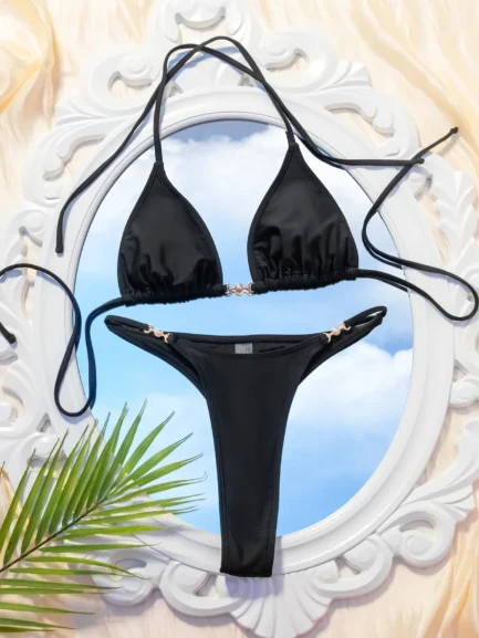 Colorful Printed Bikini Set for Women Sexy Thong Triangle Bra 2 Piece Swimsuit Suspender Backless Beach Vacation Swimwear 2024 - Image 11