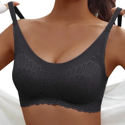 Women'S No Steel Ring Underwear Gathering Sleep Bra Latex Underwear Traceless Back Heart Bar Bras Pack For Women Lingerie