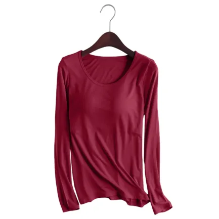 Hike Long Sleeve Shirt Women 's T Shirt Bra Long Sleeve Pajama Yoga Top Padded Casual Top Tee Tissue Tees Women Long Sleeve - Image 2