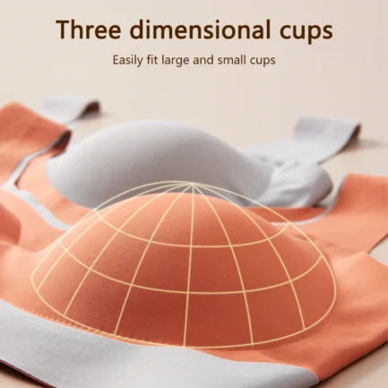 Elegant Seamless Latex Gathering Bra For Women Ice Silk Color Contrast Soft Breathable Underwear Anti-Slip Smooth Daily Bra - Image 17