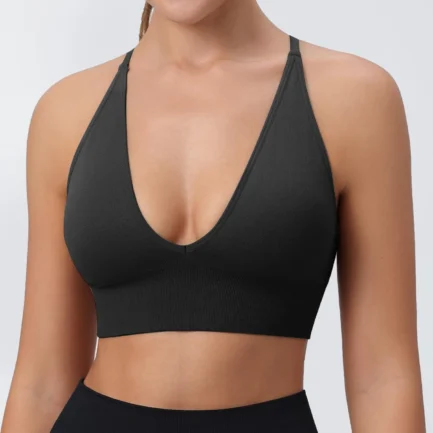 Deep V Neck Sports Bra Padded Adjustable Thin Strap Fitness Yoga Bras Plus Size Bra Gym Push Up Underwear Workout Fitness Vest - Image 16