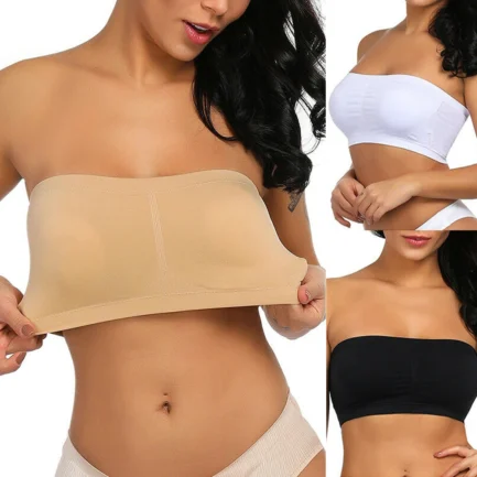 Double Layers Plus Size Strapless Bra Bandeau Tube Removable Padded Top Stretchy Seamless Bandeau Bra Boob Crop Spaghetti Strap - Image 7