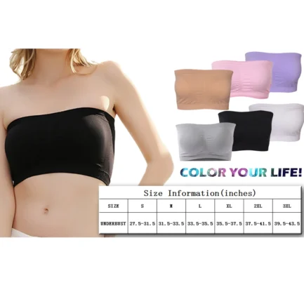 Double Layers Plus Size Strapless Bra Bandeau Tube Removable Padded Top Stretchy Seamless Bandeau Bra Boob Crop Spaghetti Strap - Image 8