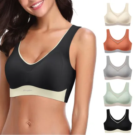 Large Size Traceless Womens Bra Comfortable Without Underwire Underwear Solid Color Gathering Shockproof Running Sport Bralette - Image 15