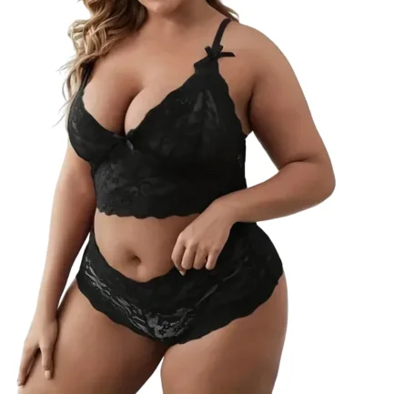 Plus Size Lingeries Set For Women Sexy Lace Halter Bralette High Waist Panty Set Chemise Sexy Nightgowns Women Erotic Underwear - Image 9