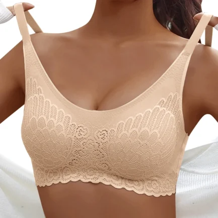 Womens Seamless Smooth Bras without Steel Ring Full-Coverage Push Up Bras Floral Embroidery Bralette Breathable Sleep Underwear - Image 23