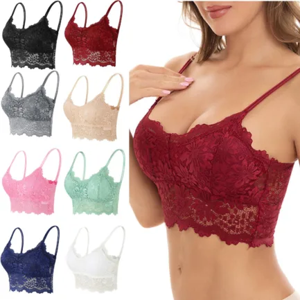 New Women Lace Bras Top Comfortable Bralette Solid Color Sexy Underwear Vest Female Hollow Out Wireless Lingerie Seamless Bra - Image 7