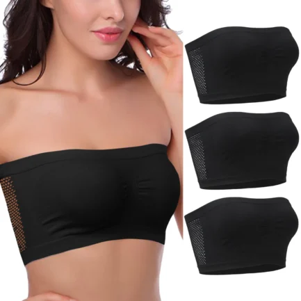 Sleep & Lounge Bras 3 Pieces Womens Non Padded Bandeau Sprots Bra Strapless Convertible Bralettes Basic Layer Top ملابس داخلية - Image 8