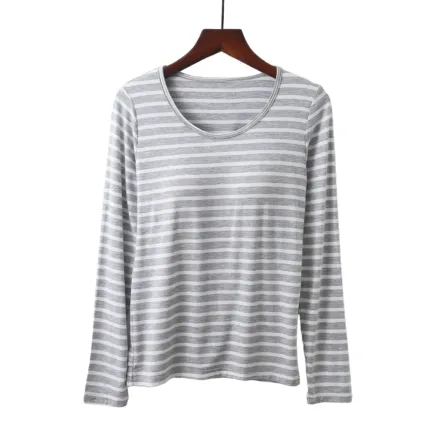 Womens Solid T Shirts Women 's T Shirt Bra Long Sleeve Pajama Yoga Top Padded Casual Top Tee Shirt With Women Thumb Hole Shirt - Image 5