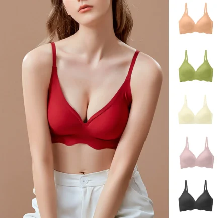 Sexy Deep V Neck Thin Strap Bras Womens Seamless Push Up Full-Coverage Bras Soft Support Underwear Bralette without Steel Ring - Image 7