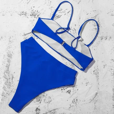 Women'S Solid Color Bikini Set Strapless Bandeau Bra High Waist Briefs Two Piece Swimwear Biquini Women'S Beach Swimming Suit - Image 40