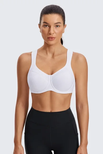 Sports Bras Gym Black White Women High Impact Support Underwire Full Coverage Lightly Padded Fitness Workout Running Underwear - Image 10
