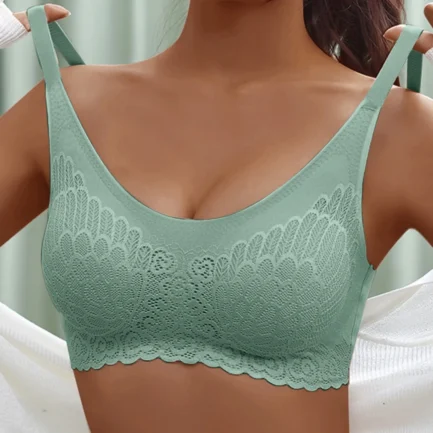 Womens Seamless Smooth Bras without Steel Ring Full-Coverage Push Up Bras Floral Embroidery Bralette Breathable Sleep Underwear - Image 4