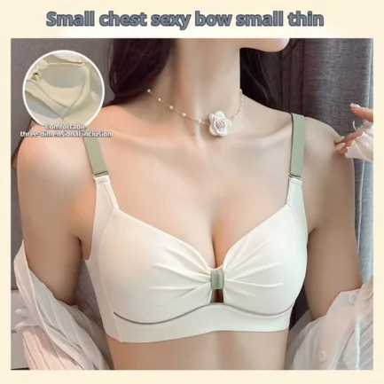 1 Piece Colorblock Wireless Bra Comfy & Breathable Push Up Intimates Bra Women's Lingerie & Underwear - Image 2