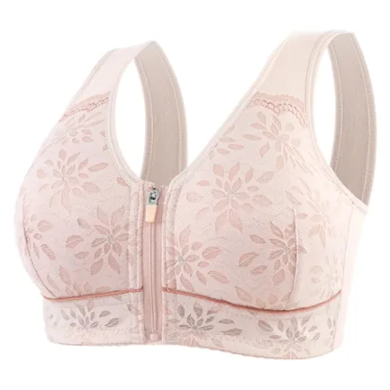 High End Push Up Bras For Women Women's Comfort Jacquard Zipper Wireless Breathable Sleep Bra Female Widened Strap Underwear - Image 11