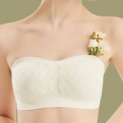 Women's Solid Color Strapless Bra Enhanced Bust Appearance Non Slip Thin Bandeau Push Up Bra Breast Gathering Lingerie - Image 12