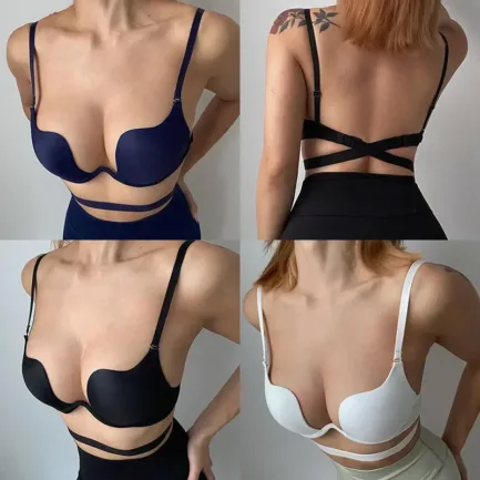 Seamless Deep V Lingerie Sexy Push Up Bra U Backless Bras Women Wedding Underwear Sport Yoga Low Cut Open Back Dresses Invisible