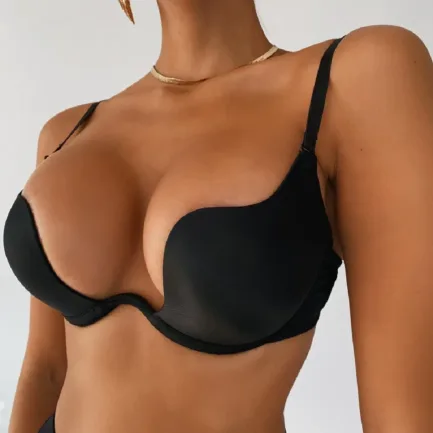 Women Deep U Push Up Sexy Bra Beautiful Back Thin Half Cup Solid Color Lingerie Underwire Underwear Soutien Gorge - Image 3