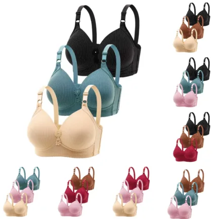 Large Bra 3PC Women's Sexy No Steel Ring Large And Thin Breathable Underwear Gather Comfortable Bra