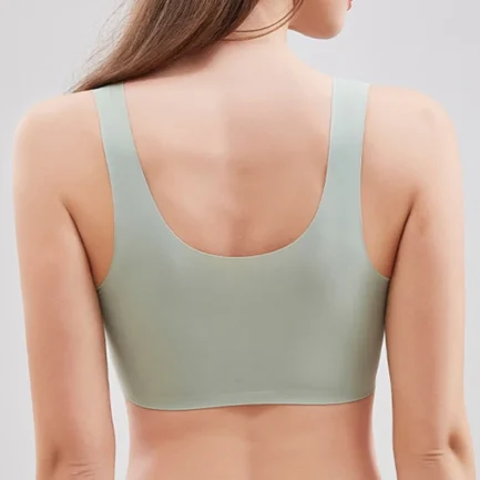 Elegant Seamless Latex Gathering Bra For Women Ice Silk Color Contrast Soft Breathable Underwear Anti-Slip Smooth Daily Bra - Image 12