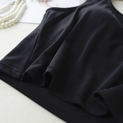 Solid Scoop Neck Casual Sleeveless Backless Crop Top With Built In Padded Bra Ribbed Slim White Sexy Basic T Shirt Ropa Barata - Image 15
