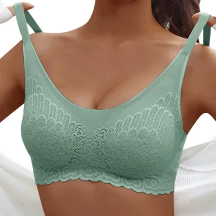 Womens Seamless Smooth Bras without Steel Ring Full-Coverage Push Up Bras Floral Embroidery Bralette Breathable Sleep Underwear - Image 3