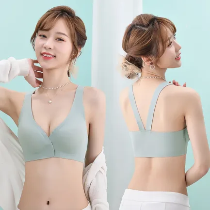 Sexy Front Buckle Ice Silk Bra Summer Thin Womens Underwear Wireless Push Up Seamless Small Breasts Gathered Up Anti-sagging Bra - Image 23