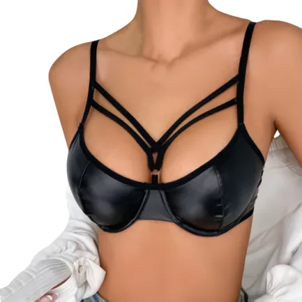 Faux Leather Bralette Bras Cropped Tops Sexy Lingerie Wetlook Latex Push Up Rave Party Pole Dance Clubwear Bralette Underwear - Image 7