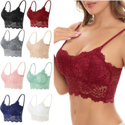 Strapless Bras for Women Floral Lace Bandeau Padded Seamless Full Coverage Lightly Lined Wireless Bras Plus Size Comfort Bra - Image 7