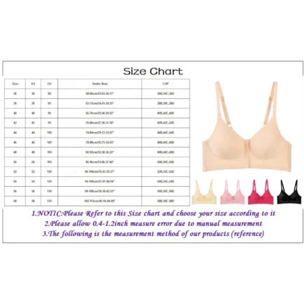 Women Sexy Front Button Bras Deep V Underwire Push Up Lingerie Brassiere Shaping Cup Adjustable Shoulder Strap Large Size Bra - Image 13