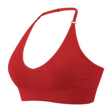 Halterneck Sports Bra Women's Backless Deep V Neck Sports Bustier Padded Sexy Gym Push Up Bra One Strap Sports Bras For Women - Image 13