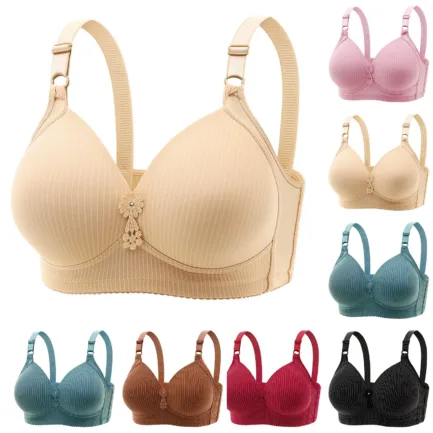Large Bra 3PC Women's Sexy No Steel Ring Large And Thin Breathable Underwear Gather Comfortable Bra - Image 2