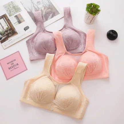 Plus Size Women Bandeau Bra Back Closure Brassiere Wirefree Bralette Full Cup Everyday Floral Bras Active Bras NEW - Image 8