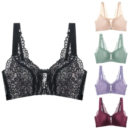 Women Front Closure Bra Sexy Bras Front-Close Lift Up Bra Wireless Bralette Gather Soft Brassiere Top Vest BCD Lace Bralettes