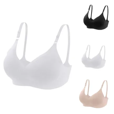 Women Comfort Soft Seamless Full Coverage Bra Deep V Neck Sexy Underwear Adjustable Shoulder Strape Breathable Croset Solid Bra - Image 7