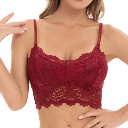 Strapless Bras for Women Floral Lace Bandeau Padded Seamless Full Coverage Lightly Lined Wireless Bras Plus Size Comfort Bra - Image 4
