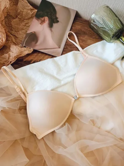 UBAU Hanging Neck Triangle Cup Underwear Female Thin Shoulder Strap Beautiful Back Invisible Front Button Bra Thin Small Chest - Image 17