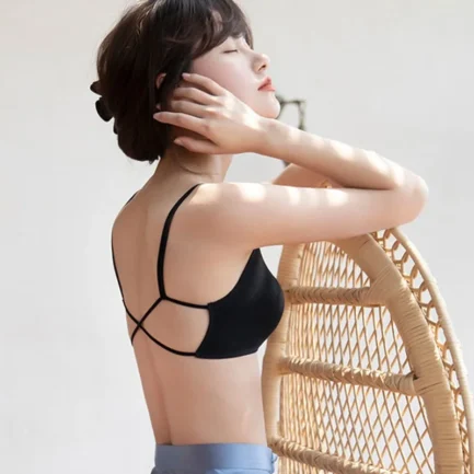 ZXYOUPING Women Sexy Crop Top Bra，Strapless Bra Cross Beautiful Back Top，Bra with Pad Push Up Wireless Bra，Comfortable Padded Br - Image 4
