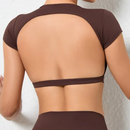 Hearuisavy Sports Shirts Breathable Workout Tops Fitness Sportswear Female Backless Yoga Clothing Sport Crop Tops Women Gym Top - Image 5