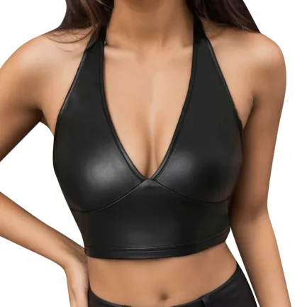 Women'S Pu Leather Lingerie Buckle Strappy Cut Out Bra Underwire Push Up Bralette For Sports Soft Stretch Elastic Underwear - Image 7