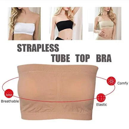 Double Layers Plus Size Strapless Bra Bandeau Tube Removable Padded Top Stretchy Seamless Bandeau Bra Boob Crop Spaghetti Strap - Image 10
