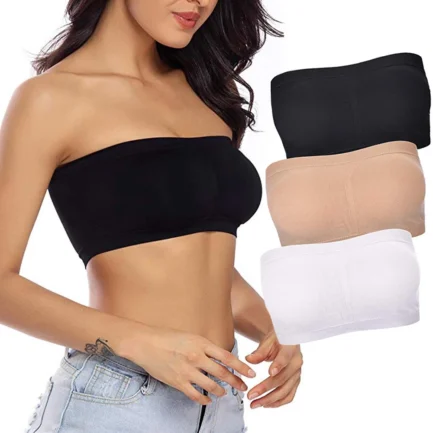 Double Layers Plus Size Strapless Bra Bandeau Tube Removable Padded Top Stretchy Seamless Bandeau Bra Boob Crop Spaghetti Strap - Image 15