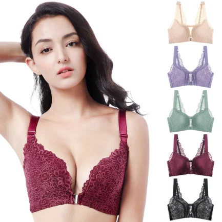 Women Front Closure Bra Sexy Bras Front-Close Lift Up Bra Wireless Bralette Gather Soft Brassiere Top Vest BCD Lace Bralettes - Image 6