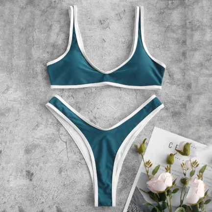 Women' Swimsuits Two Piece Push Up Bra Swimwear Women 2024 Sexy Solid Color Bikini Set G-String T Back Thong Triangle Panty - Image 12