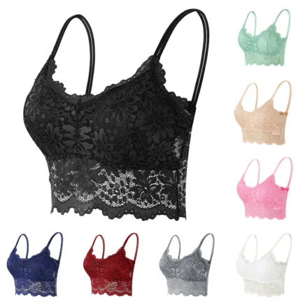 New Women Lace Bras Top Comfortable Bralette Solid Color Sexy Underwear Vest Female Hollow Out Wireless Lingerie Seamless Bra - Image 8