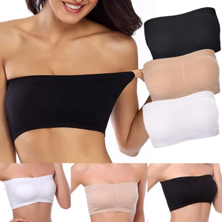 Double Layers Plus Size Strapless Bra Bandeau Tube Removable Padded Top Stretchy Seamless Bandeau Bra Boob Crop Spaghetti Strap - Image 17