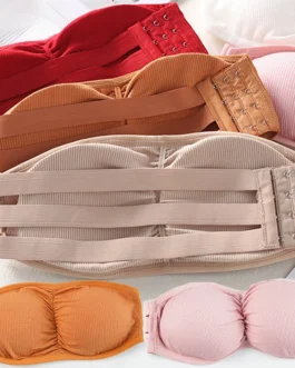Sexy Women’s Strapless Bra with Removable Pads Underwear Tube Top Girls Invisible One-piece Backless Lingerie Cropped Tanks