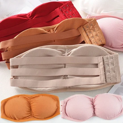 Sexy Women's Strapless Bra with Removable Pads Underwear Tube Top Girls Invisible One-piece Backless Lingerie Cropped Tanks