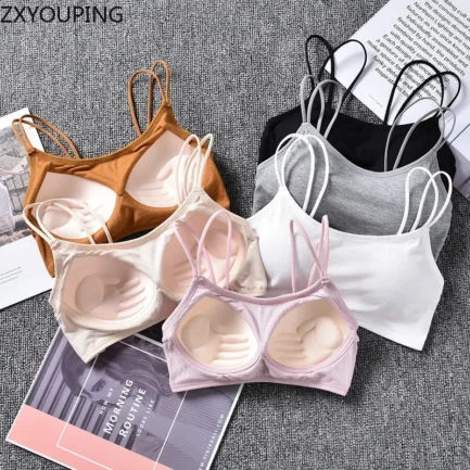 ZXYOUPING Women Sexy Crop Top Bra，Strapless Bra Cross Beautiful Back Top，Bra with Pad Push Up Wireless Bra，Comfortable Padded Br - Image 7
