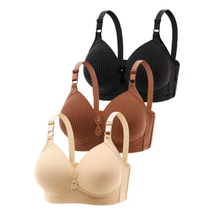 Large Bra 3PC Women's Sexy No Steel Ring Large And Thin Breathable Underwear Gather Comfortable Bra - Image 8